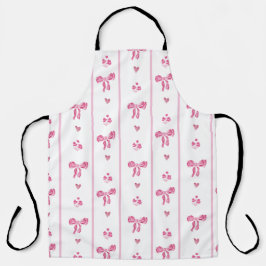 Roze Waterverf Bow Stripes Coquette Esthetisch Schort