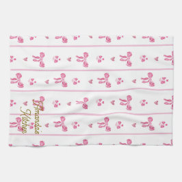 Roze Waterverf Bow Stripes Coquette Esthetisch Theedoek