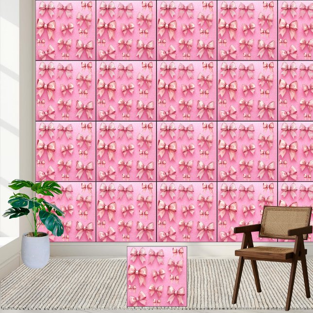 Roze Waterverf Bows Pattern Behang (Creator heeft geüpload)