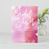 Roze Waterverf Bridal Shower Kaart (Staand voorkant)