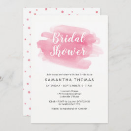 Roze Waterverf Bridal Shower Kaart