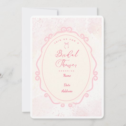 Roze Waterverf Bridal Shower Kaart (Voorkant)