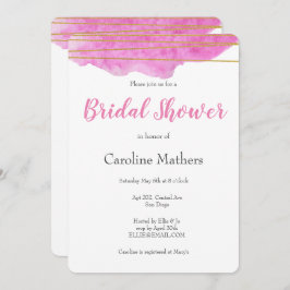 Roze Waterverf Bridal Shower Kaart