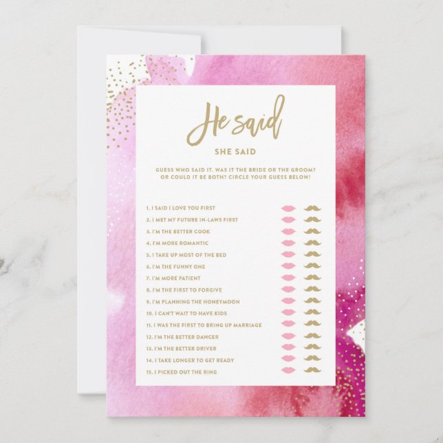 Roze Waterverf Bride zei dat ze Kaart zei (Voorkant)