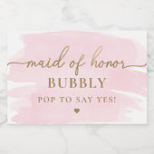 Roze Waterverf Bridesmaid Voorstel Etiket (Enkel label)