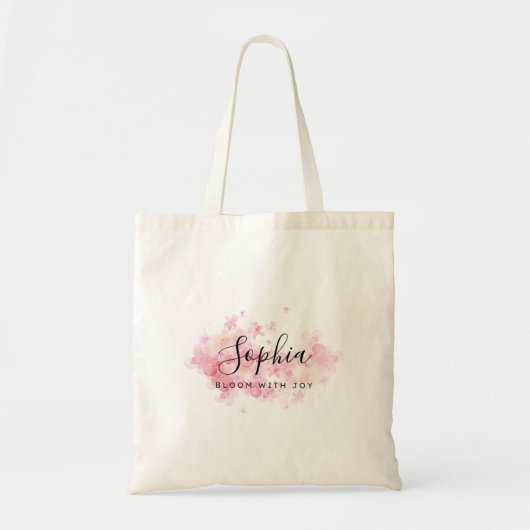 Roze Waterverf Bruidsmeisje Naam Tote Bag (Voorkant)