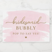 Roze Waterverf bruidsmeisje voorstel mousserende w Sparkling Wijnetiket (Enkel label)