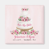 Roze Waterverf bruiloft Cake Save the Date Magneet (Voorkant)