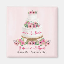 Roze Waterverf bruiloft Cake Save the Date