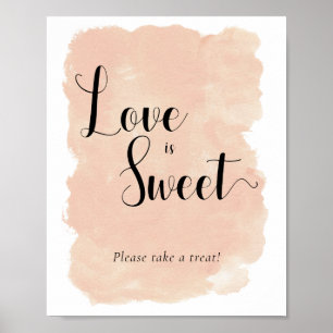 Roze Waterverf Bruiloft Dessert Tafel Bord Poster