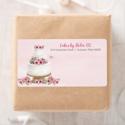 Roze Waterverf bruiloft Etiket (Insitu)