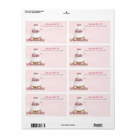 Roze Waterverf bruiloft Etiket (Full Sheet)