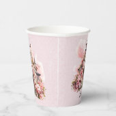 Roze Waterverf bruiloft Papieren Bekers (Rechts)