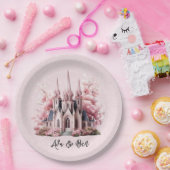 Roze Waterverf bruiloft Papieren Bordje (Feest)