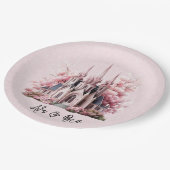 Roze Waterverf bruiloft Papieren Bordje (Gekanteld)