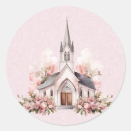 Roze Waterverf bruiloft Ronde Sticker