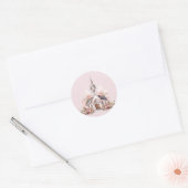 Roze Waterverf bruiloft Ronde Sticker (Envelop)