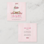 Roze Waterverf bruiloft Vierkante Visitekaartje (Voorkant / Achterkant)