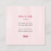 Roze Waterverf bruiloft Vierkante Visitekaartje (Achterkant)