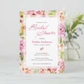 Roze waterverf bruiloftsborrel kaart (Staand voorkant)