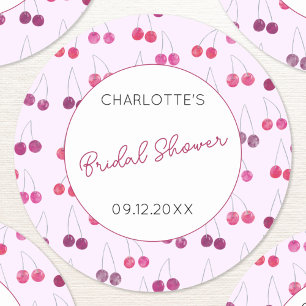 Roze Waterverf Bruiloftsfeest Persoonlijk Ronde Sticker