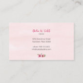Roze waterverf bruiloftstaart visitekaartje (Achterkant)