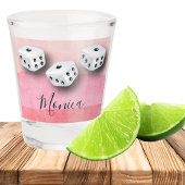 Roze Waterverf Bunco Speler Dice Monogram Shot Glas