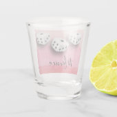 Roze Waterverf Bunco Speler Dice Monogram Shot Glas (Achterkant)
