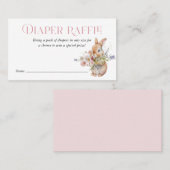 Roze Waterverf Bunny Diaper Raffle Insert Visitekaartje (Voorkant / Achterkant)