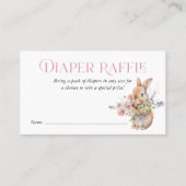 Roze Waterverf Bunny Diaper Raffle Insert Visitekaartje (Voorkant)