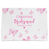 Roze Waterverf Butterflies Bridesmaid Hartelijk da Groot Cadeauzakje (Voorkant)