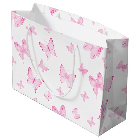 Roze Waterverf Butterflies Bridesmaid Hartelijk da Groot Cadeauzakje (Achterkant Gekanteld)