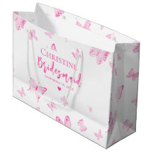 Roze Waterverf Butterflies Bridesmaid Hartelijk da