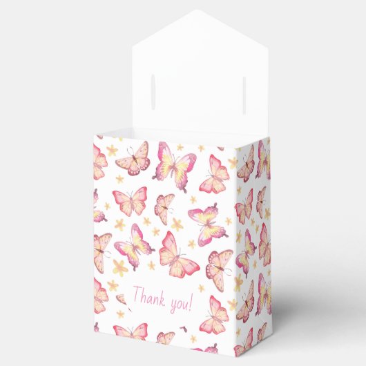 Roze Waterverf Butterfly Birthday Hartelijk dank Bedankdoosjes (Geopend)