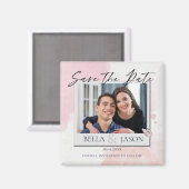 Roze Waterverf Butterfly Weddenschap bewaar de dat Magneet (Voorkant / Achterkant)