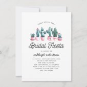 Roze Waterverf Cactus Bridal Fiesta Kaart (Voorkant)