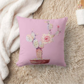 Roze Waterverf Cactus Kussen (Deken)
