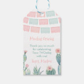 Roze Waterverf Cactus Mexicaans Fiesta Party Favor Cadeaulabel (Voorkant)