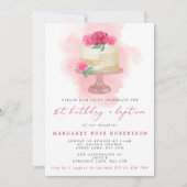 Roze Waterverf Cake Girl's 1e verjaardag & Baptism Kaart (Voorkant)