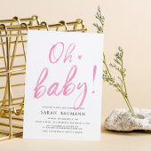 Roze Waterverf Calligrafie Baby shower Uitnodiging
