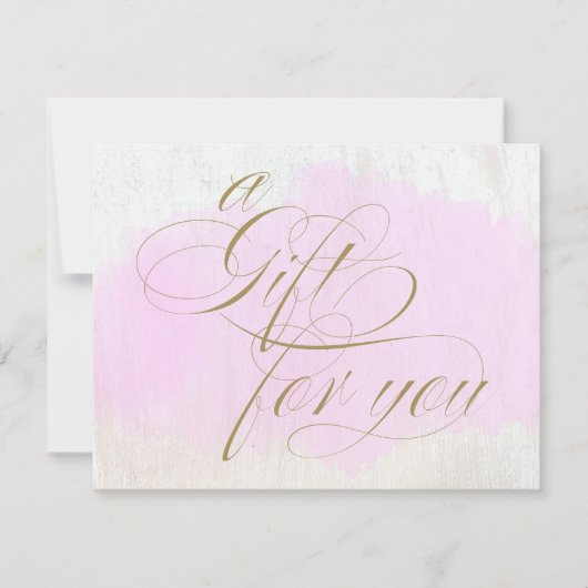Roze Waterverf Calligrafie Cadeaubon (Voorkant)