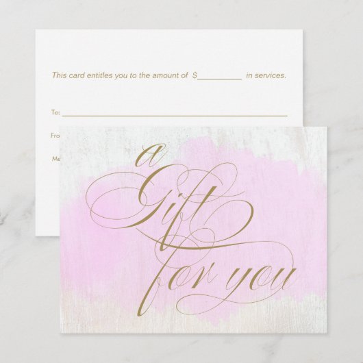Roze Waterverf Calligrafie Cadeaubon (Voorkant / Achterkant)