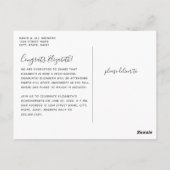 Roze Waterverf Calligrafie Foto Afstuderen Briefkaart (Achterkant)