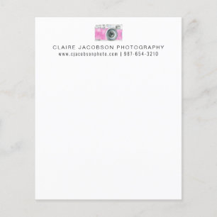 Roze Waterverf Camera Fotografie Bedrijfsnaam