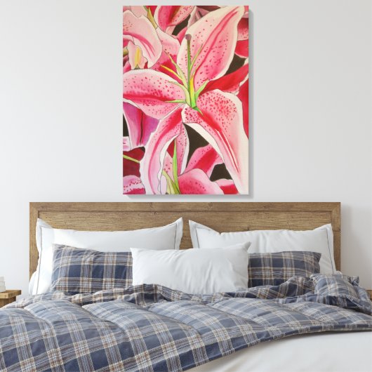 Roze waterverf canvas afdruk (Insitu (Slaapkamer))