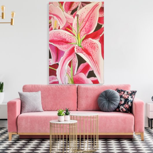 Roze waterverf canvas afdruk (Insitu (Woonkamer))