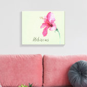 Roze Waterverf Canvas met hibiscus Flower Print (Insitu (Woonkamer))