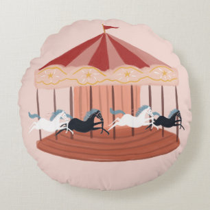 Roze Waterverf Carrousel Baby Nursery Round Pillow Rond Kussen