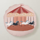 Roze Waterverf Carrousel Baby Nursery Round Pillow Rond Kussen (Achterkant)