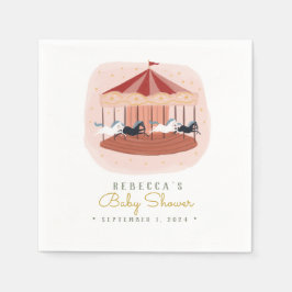 Roze Waterverf Carrousel baby shower Napkins Servet